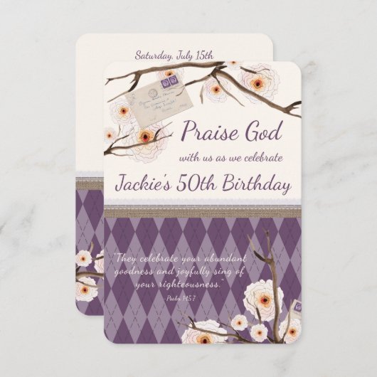 Christliche Blumenschrift Einladung (Vorne/Hinten)