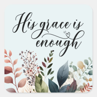 Christliche botanische Grace-Schrift Quadratischer Aufkleber