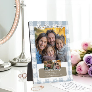 Christliche Buffalo-Karo-Familienfoto-Kollage Fotoplatte