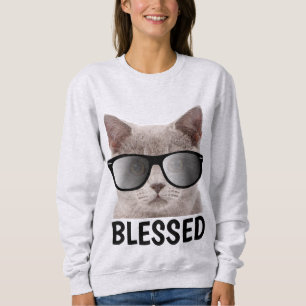 Christliche Cat Lover T - Shirt, BLESSED Sweatshirt