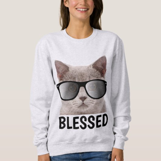 Christliche Cat Lover T - Shirt, BLESSED Sweatshirt (Vorderseite)