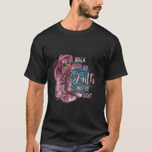 Christliche Cowgirl-Geh-nach-Glauben-Stiefel-und-H T-Shirt