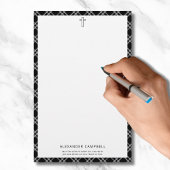Christliche Cross Bible Verse Name Schwarz Kariert Briefpapier