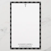 Christliche Cross Bible Verse Name Schwarz Kariert Briefpapier (Vorderseite)