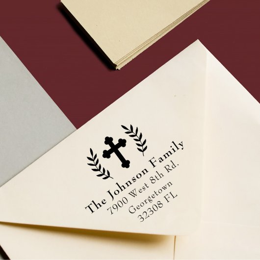 Christliche Cross Custom Elegante Rücksendeadresse Gummistempel