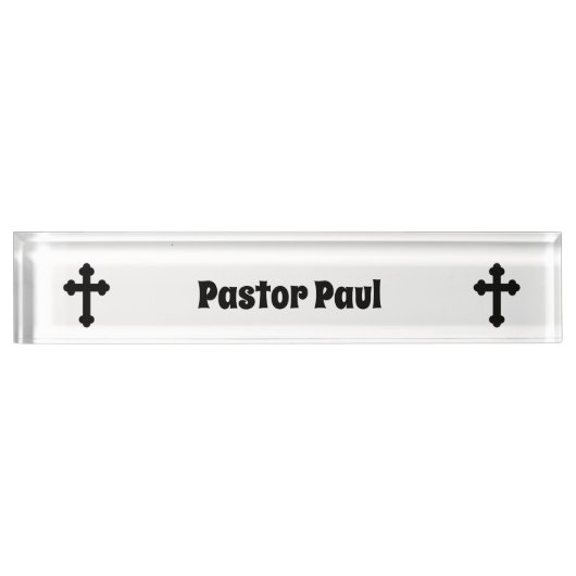 Christliche Cross Custom Pastor Namensplakette (Vorderseite)