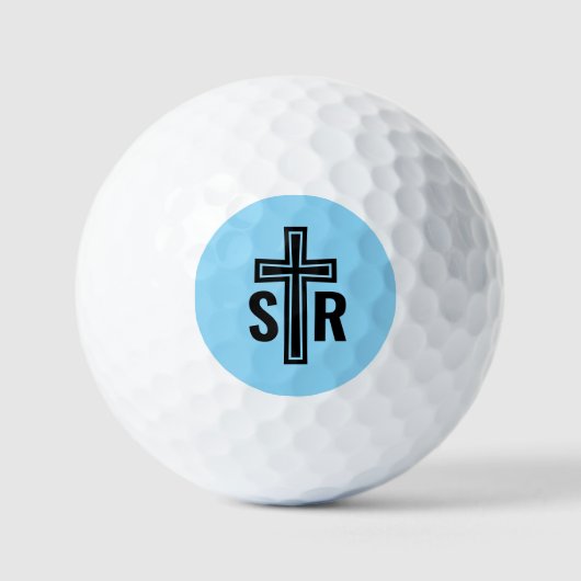 Christliche Cross Mit Monogramm Initialen Modernes Golfball (Vorderseite)