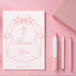 Christliche Cross Pink Bow Ribbon-Bestätigung Dankeskarte