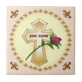 Christliche Cross-Rose Fliese (Vorderseite)