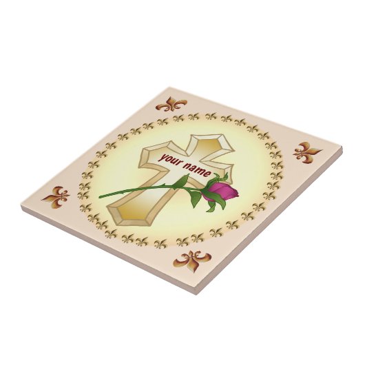 Christliche Cross-Rose Fliese (Seite)