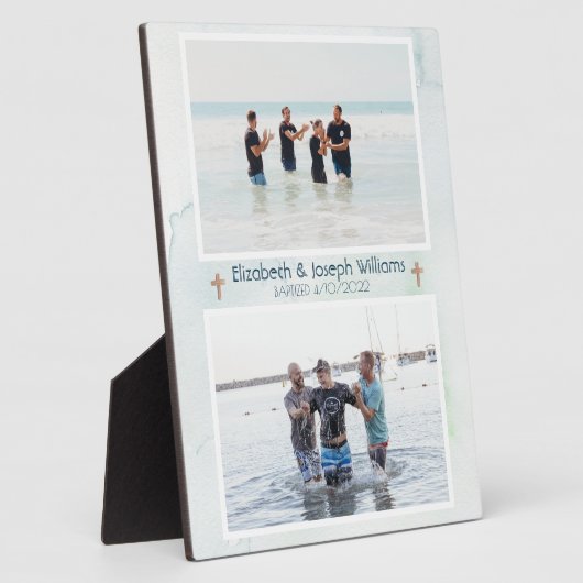 Christliche Doppeltaufe Ozean Blau Fotoplatte (Seite)