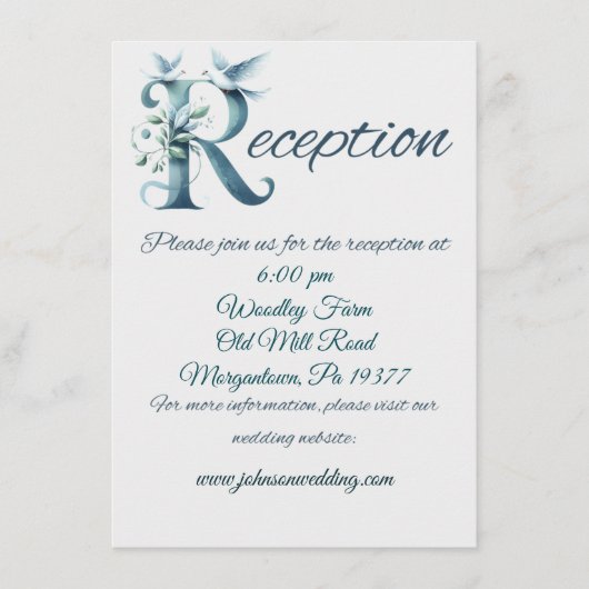 Christliche Doves Hochzeitskarten Begleitkarte (Vorderseite)