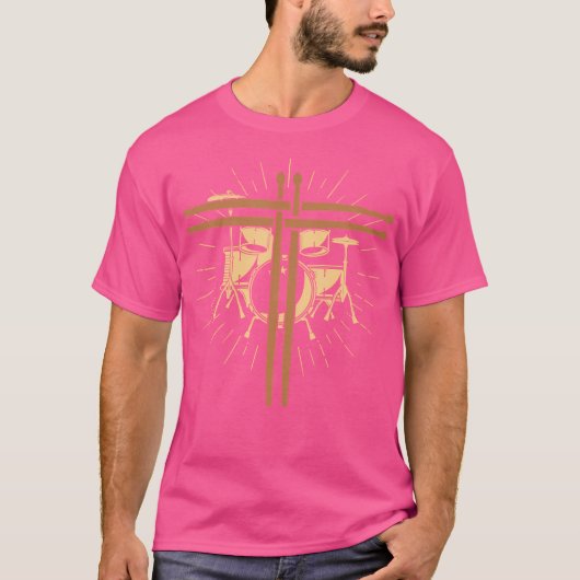 Christliche Drummer Sticks Cross Religious Band T-Shirt (Vorderseite)