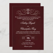 Christliche Einladung zur Hochzeit - Burgund & Gra (Vorne/Hinten)