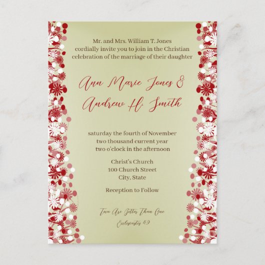 Christliche Einladung zur Hochzeit Carmel und Blue (Vorderseite)