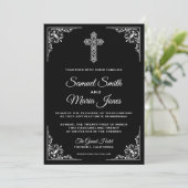 Christliche Einladung zur Hochzeit in Schwarz und  (Stehend Vorderseite)