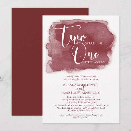 Christliche Einladung zur Hochzeit - Wasserfarbe M (Vorne/Hinten)