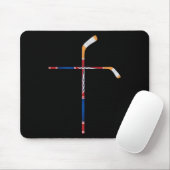 Christliche Eishockeyschläger überqueren den Glaub Mousepad (Mit Mouse)