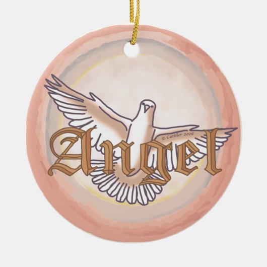 Christliche Engeltaube Keramikornament (Vorne)