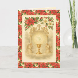 Christliche eucharistische Anbetung mit Engeln Feiertagskarte