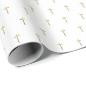 Christliche Event-Imitate Gold Cross-Muster Geschenkpapier (Rolleneckpunkt)