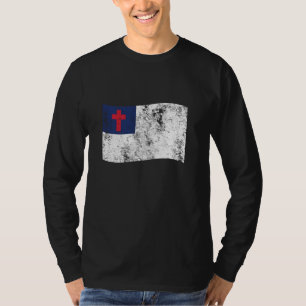 Christliche Fahne mit Druckausdruck Retro Vintag L T-Shirt