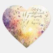 Christliche farbenfrohe Wildblumen Wasserfarben Ve Herz-Aufkleber (Vorderseite)