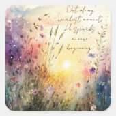 Christliche farbenfrohe Wildblumen Wasserfarben Ve Quadratischer Aufkleber (Vorderseite)