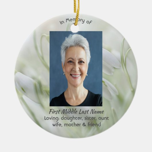 Christliche Feier des Lebens Schneeglöckchen Keramik Ornament (Vorne)