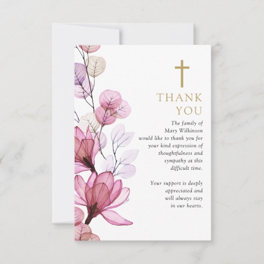 Christliche Feier zur Beerdigung des Lebens in Ros Dankeskarte (Vorderseite)