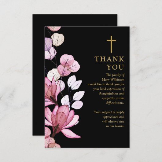 Christliche Feier zur Beerdigung des Lebens in Ros Dankeskarte (Vorne/Hinten)