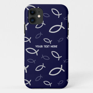 Christliche Fisch-Symbole auf blauem Hintergrund Case-Mate iPhone Hülle