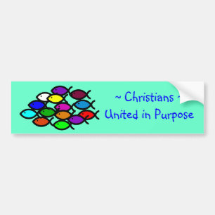Christliche Fisch-Symbole - Regenbogen-Schule - Autoaufkleber