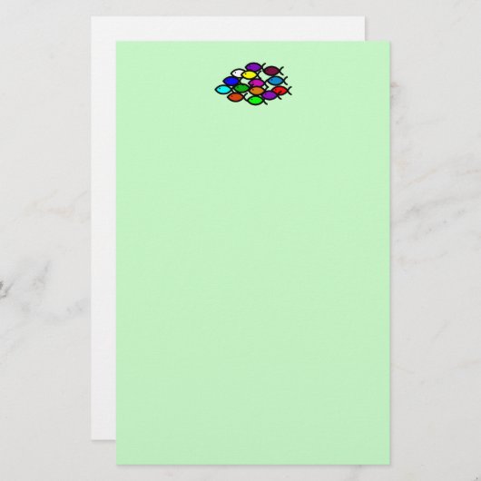 Christliche Fisch-Symbole - Regenbogen-Schule - Briefpapier (Vorne/Hinten)