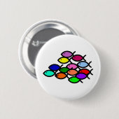 Christliche Fisch-Symbole - Regenbogen-Schule - Button (Vorne & Hinten)