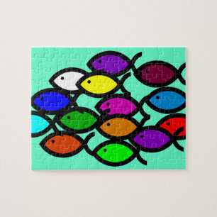 Christliche Fisch-Symbole - Regenbogen-Schule - Puzzle
