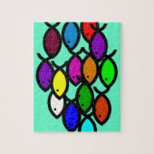 Christliche Fisch-Symbole - Regenbogen-Schule - Puzzle (Vertikal)