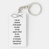 Christliche Fischrogen 1:16 Custom Bible Verse Schlüsselanhänger (Rückseite)