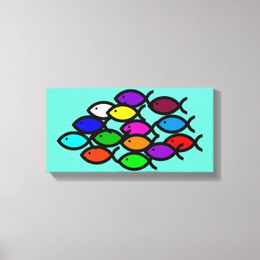 Christliche Fischzeichen - Regenbogenschule - Leinwanddruck (Vorderseite)