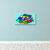 Christliche Fischzeichen - Regenbogenschule - Leinwanddruck (Insitu (Holzboden))