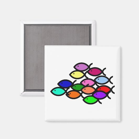 Christliche Fischzeichen - Regenbogenschule - Magnet (Vorderseite/Rückseite)