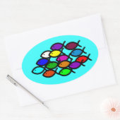 Christliche Fischzeichen - Regenbogenschule - Ovaler Aufkleber (Umschlag)