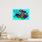 Christliche Fischzeichen - Regenbogenschule - Poster (Küche)