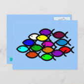 Christliche Fischzeichen - Regenbogenschule - Postkarte (Vorne/Hinten)