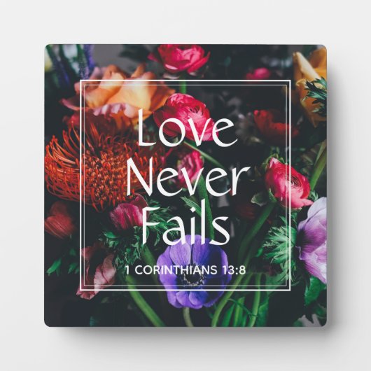 Christliche florale Valentine-LIEBE NIEMALS VERSAG Fotoplatte (Vorderseite)