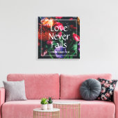 Christliche florale Valentine-LIEBE NIEMALS VERSAG Leinwanddruck (Insitu (Wohnzimmer))