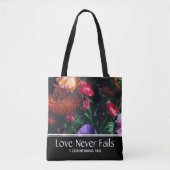Christliche florale Valentine-LIEBE NIEMALS VERSAG Tasche (Vorderseite)