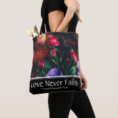 Christliche florale Valentine-LIEBE NIEMALS VERSAG Tasche (Von Nahem)