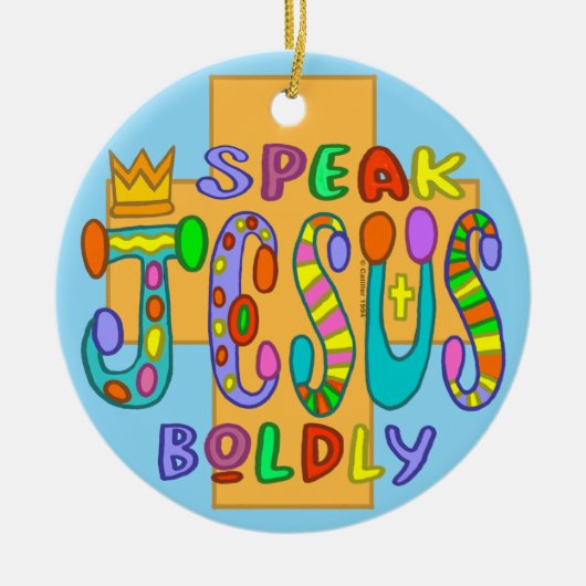 Christliche Funky Jesus Blue Ornament (Vorne)