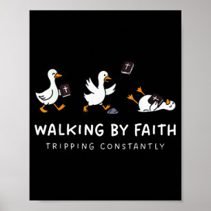 Christliche Gans, die im Glauben geht, ständig sto Poster